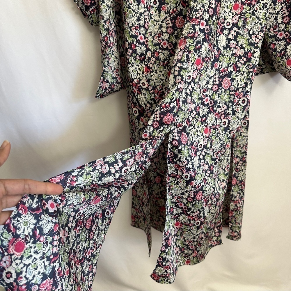 NWT Cinq A Sept Anthropologie Floral Print Layered Dress Tie Up Shacket sz 2 - Picture 15 of 16